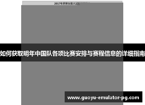 如何获取明年中国队各项比赛安排与赛程信息的详细指南